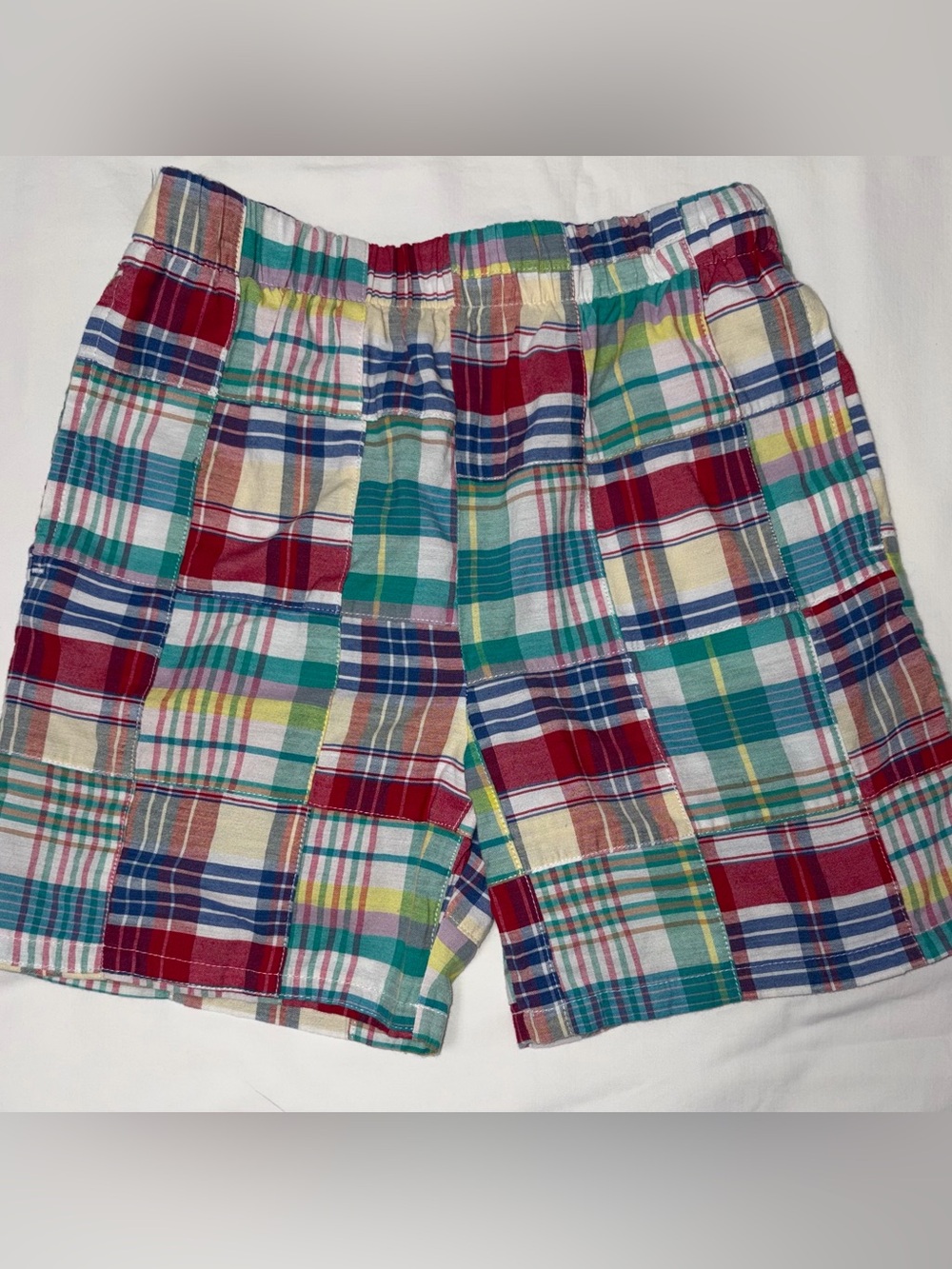 Kelly’s Kids patchwork plaid shorts w/elastic waist and side pockets sz 5-6 EUC